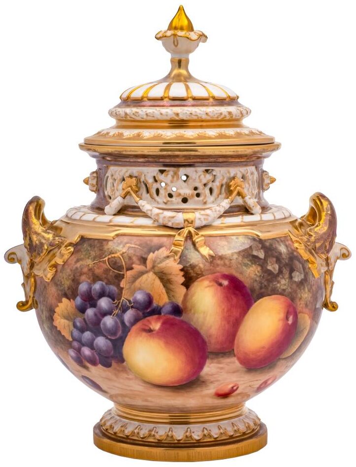 Worcester vase handpainted with fruit